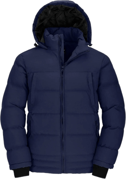 wantdo Men's Thicken Puffer Jacket Padded Waterproof Warm Winter Coat with Hood Large Navy