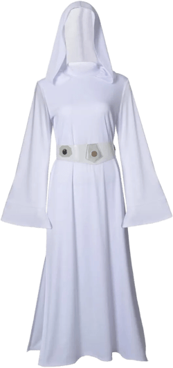 Womens Star Costume Long Hooded Princess Dress Halloween Tunic Robe with Belt Medium White