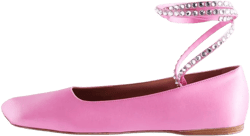 XYD Women Crystal Lace Up Flats Fashion Square Closed Toe Ankle Strappy Ballet Party Dating Shoes 7 Pink