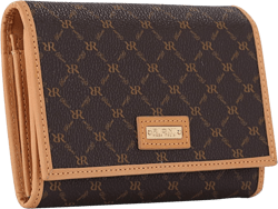 Rioni St-w071 Signature Brown Leather Canvas Leather Travel Zip Wallet Rare