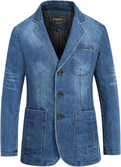 Mens Denim Blazer Cotton Vintage Suit Jacket 4XL Blue Coat Denim Jacket Sky Blue 4XL