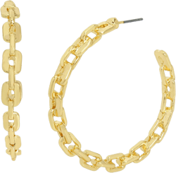 Steve Madden Women's Frozen Chain Hoop Earrings One Size Gold