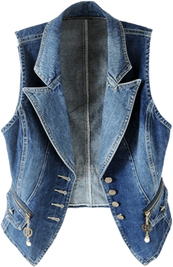 LifeShe Women Casual Sleeveless Denim Jean Jacket Lapel Collar Cropped Vest Waistcoat