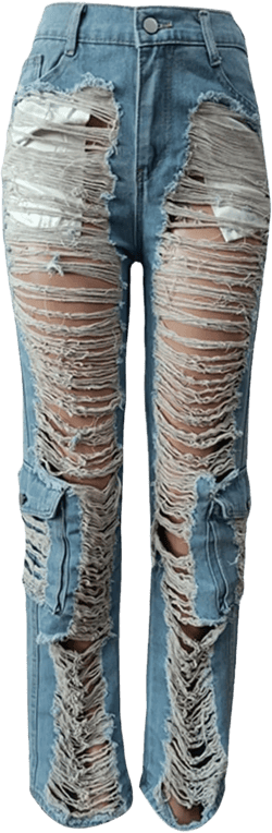 Women's Patchwork Destroyed Raw Hem Jeans Ripped Hole Boyfriend Denim Pants Summer Jeans for Women 2023 Trendy Casual Large Bu2