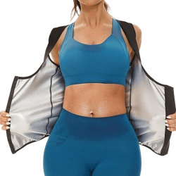 YYQ Sauna Sweat Vest for Women Sauna Suit Plus Size Workout Tank Top Shaper Waist Trainer for Womens with Zipper