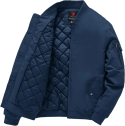 Gopune Men's Windproof Bomber Jacket Warm Water Resistant Windbreaker Winter Outwear Quilted Jackets Coats XX-Large Navy