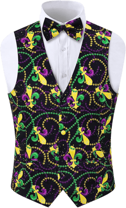 2-Piece Men's Party Suit Vest, Waistcoat Vest & Bow Tie S-3XL Small Beaded Necklaces