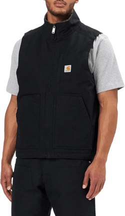 Carhartt Men's Loose Fit Washed Duck Sherpa-Lined Mock-Neck Vest Black 3X-Large