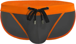 YouKD Mens Swim Briefs Sexy Bikini Bottoms Swimwear Low Waist Swimsuits A Black Orange Large