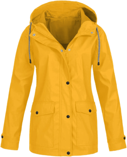 ZEFOTIM Rain Jacket Women with Hood Waterproof Lightweight Casual Raincoat Zip Up Hiking Jackets with Pockets Clothes 5X-Large #21 Yellow
