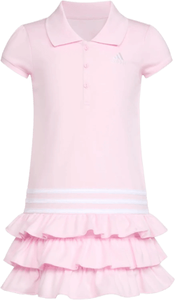 adidas Girls' Toddler Short Sleeve Active Polo Ruffle Dress 3T Medium Pink