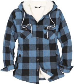 ThCreasa Womens Sherpa Lined Plaid Hooded Flannel Jacket with Hand Pockets Button Down Shirt Jackets Ice Blue Plaid Small