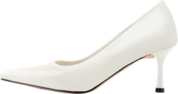 DREAMCIA Pointed Toe Heels Pumps for Women Metallic Kitten Low Heel Stiletto Comfortable Ladies Wedding Party Bride Dress Shoes 8.5 White