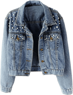 Lazutom Women's Bridal Embroidered Pearls Beading Denim Jackets Jean Coat X-Small Blue