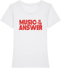 Music Is The Answer Cut Red Text Women's Iconic Fitted T-Shirt