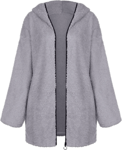 Sherpa Jacket Women Oversized Full Zip Fleece Hoodie Soft Plush Open Front Cardigan Coats Winter Sweater with Pockets A03-dark Gray XX-Large