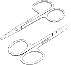 Men's and Women's Facial Hair Small Scissors, Eyebrow, Nose, Beard, Whisker, Eyelash, Ear Hair Trimming Set, Curved and Rounded Safety Tip Scissors for Haircutting 2pcs