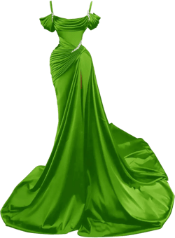 Spaghetti Straps Mermaid Slit Prom Dresses 2024 Beaded Long Satin Formal Evening Gowns for Women 4 Lime Green