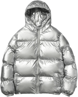 Mens Glossy Puffer Jacket Shiny Down Jacket Hooded Quilted Insulated Jacket Zip up Padded Coat Warm Winter Coats Silver Medium