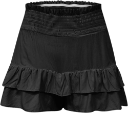 Women's Summer Cute Ruffle Shorts High Waisted Pleated Hem Workout Shorts Loose Casual Solid Color Beach Shorts Black Medium