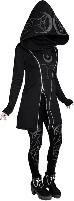 Zip Up Y2k Hoodie Women Goth Hoodie Long Sleeve Gothic Vintage Sweatshirt Plus Size Punk Moon Print Coat
