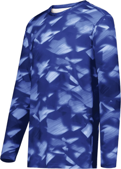 Holloway Men's Cotton-Touch Poly Cloud Long Sleeve Tee Small Navy Glacier Print