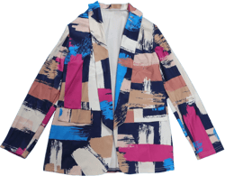 Women's Casual Blazers Jacket Colorful Tie Dye Lapel Open Front Blazer Jacket for Work Office XX-Large Brown