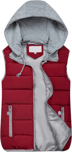 FLITAY Women's Sleeveless Hoodie Vest Quilted Winter Slim Fit Vest Coat Small Zipper Wine Red