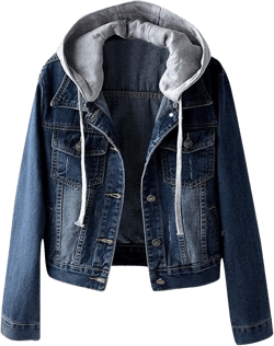 Women's Casual Denim Jackets Detachable Hoodie 3/4 Sleeve Cropped Denim Jacket Basic Button Jean Coats with Pockets at Amazon Women's Coats Shop