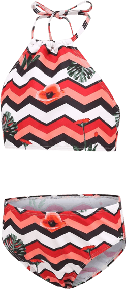 Girls Two Piece Bikini Swimsuits Pink Halter Bathing Suit 7-8 Years Rose Red