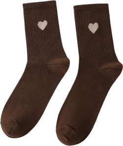 SHENHE Women's Heart Print Mid Calf Crew Socks Ribbed Knit Dress Boot Socks One Size Coffee Brown