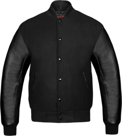 Brutul Bee Original Leather Varsity Letterman Jackets Wool & Leather Original American Style Varsity Jackets Small All Black
