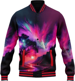 Men's Stylish Graphic Varsity Jacket Lightweight Casual Sport Outerwear for Spring,Fall Baseball Urban Bomber Jackets Red Sunset Small