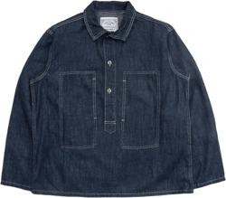 1920s Vintage US Army Spring Lightweight Work Uniforms Loose Blue Denim Pullover Shirt Jacket X-Small Navy