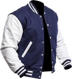 Letterman Varsity Jackets for Men, Baseball Bomber Jackets, High School Letterman Jackets, Warm Wool Outerwear X-Small Navy Blue and White Varsity Jacket Men