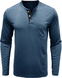 Henley Shirts for Men Shirt Long Sleeve Cotton T-Shirt with Pocket Button V Neck T Shirts Men Lightweight