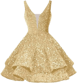 Women’s Sparkly V-Neck Tiered Sequin Homecoming Dresses for Teens 2024 A Line Short Prom Party Dress VS082 14 Gold
