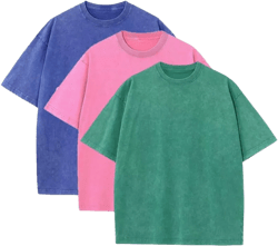 3 Pack Men's Oversized Heavy Cotton T-Shirts Vintage Tee Loose Fit Short Sleeve Casual Shirts for Men Blue+rose Red+green X-Large