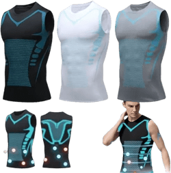 Generic Vitaboost Maynox Compression Shirt, Shapewear Vest Version Ionic Shaping Sleeveless Shirt Men Comfortable Breathable White+gray+black 4X-Large