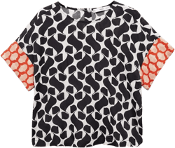 Printed blouse with contrasting trims