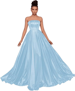 Kibbih Women's Strapless Satin Prom Dresses Long 2025 A-line Formal Evening Gowns with Pockets : Clothing, Shoes & Jewelry