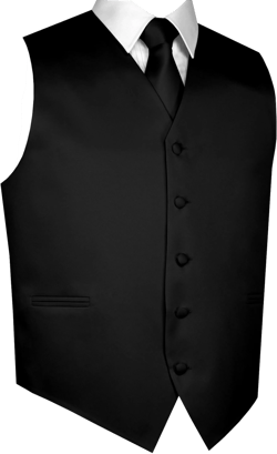 BLACK MEN&#39;S SATIN formal tuxedo vest, tie & hankie set. For Formal, Wedding, Prom, Cruise