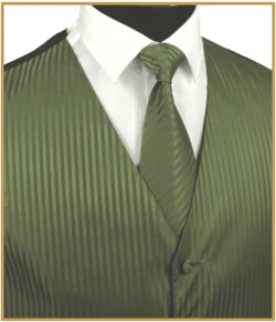 New Men&#39;s Tuxedo Vest Waistcoat and Necktie Olive Green tone on tone stripes regular fit wedding formal occasion