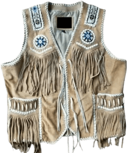 Traditional Men Western Suede Leather Vest - Classic Brown Native American Fringe Vest, Vintage Leather Beaded Tassels Cowboy Vest Waistcoat