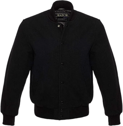 Men's All Wool Bomber Style Letterman Baseball Varsity Jacket Premium Quality All Wool Classic Jackets X-Small Full Black
