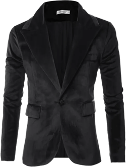 Men's Velvet Blazers Fashion Suit Black Slim Fit Tuxedo Jackets Velour Sport Coats for Wedding Prom Dinner Party Medium B-black