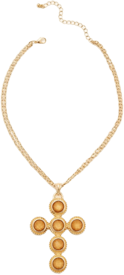 Layered Faux Gem Cross Necklace