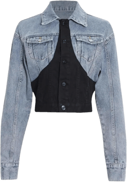 Dvbfufv Patchwork Denim Jacket Women Lapel Collar Long Sleeve Casual Coats Tops Female Korean Fashion Clothing X-Small Blue