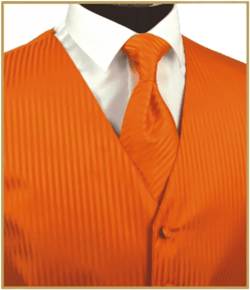 New Men&#39;s Tuxedo Vest Waistcoat and Necktie Orange tone on tone stripes regular fit wedding formal occasion