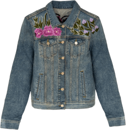 Carmen Light Blue Denim, Mexican Floral Embroidery Jean Jacket, Vintage Handmade Boho Coat, Jacket for Women embroidered by Mexican Artisans